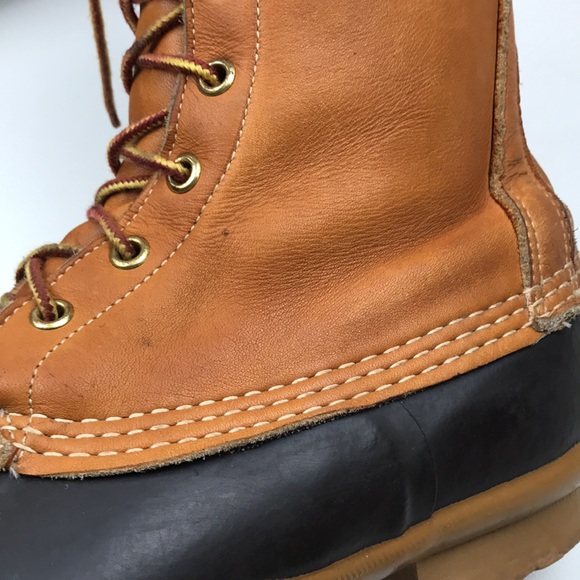 LL Bean VINTAGE Duck Boots Lace Up Tall Rain Boots - Picture 14 of 16